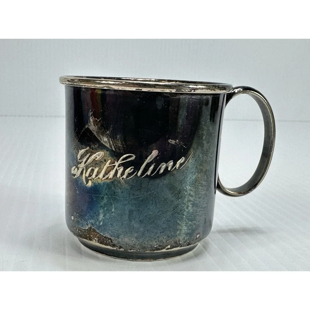 Vintage Warwick Plate Silver Plated Cup Engraved‎ Katheline On Front